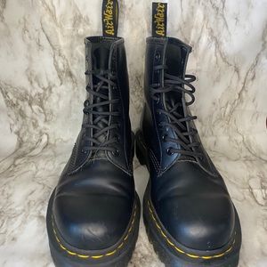 Size 9 womens Doc Martens all black, lace up, genuine leather. Perfect condition